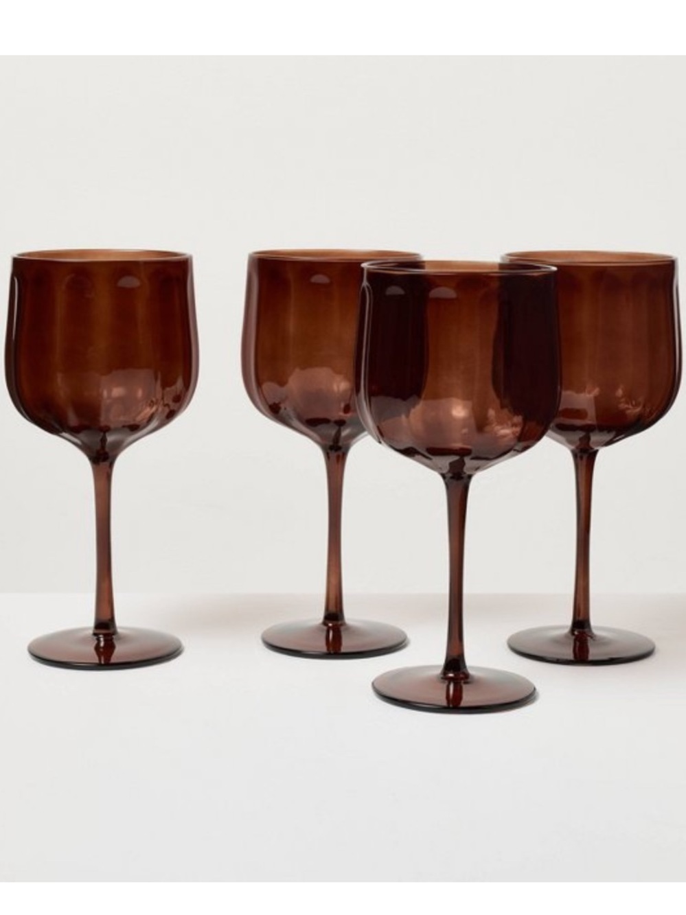 HEARTH & HAND NWT Set of 4 16oz Wine Glasses -Brown